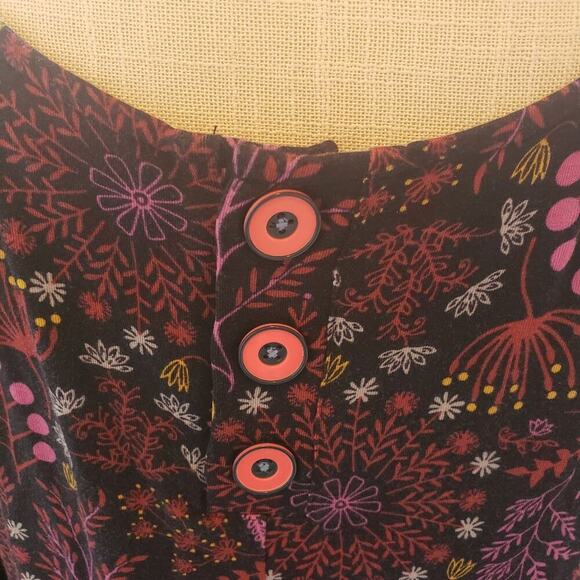 MATILDA JANE FLORAL BLK MULTI COLOR SHIFT DRESS WITH DECORATIVE BACK BUTTONS XL - Picture 4 of 6